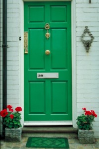 Green front door