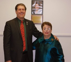 NSBAR President Keith Hancock congratulates Marilyn Glazer.