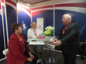REALTORS® Bill and Joan Caton and Alex Ruggieri chat during a break in the action at the MIPIM Conference in Cannes, France. 