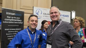 Illinois REALTORS® Outreach Team member Gideon Blustein meets with XXXXX at the Inman Connect On the Road event in Chicago, on Wednesday, May 25, 2016.