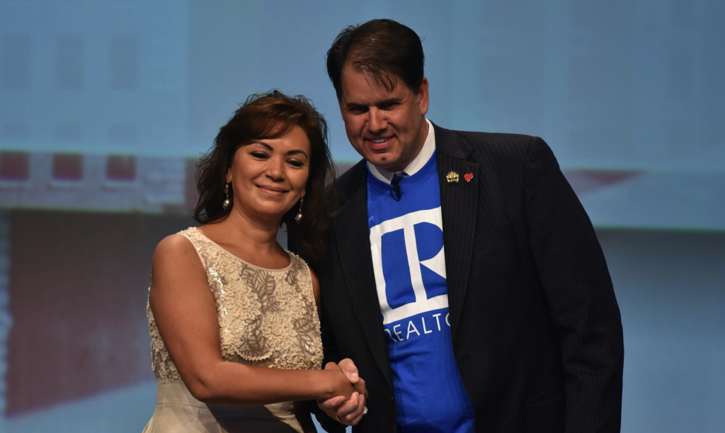 Sonia Anaya of Chicago is inducted into the RPAC Hall of Fame in Washington, D.C., on May 10, 2016.