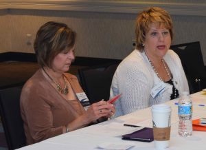 Sheryl Grider Whitehurst, left, serves as vice chair of the Illinois Bicentennial Task Force. Vicky Turner, right, serves as chair.