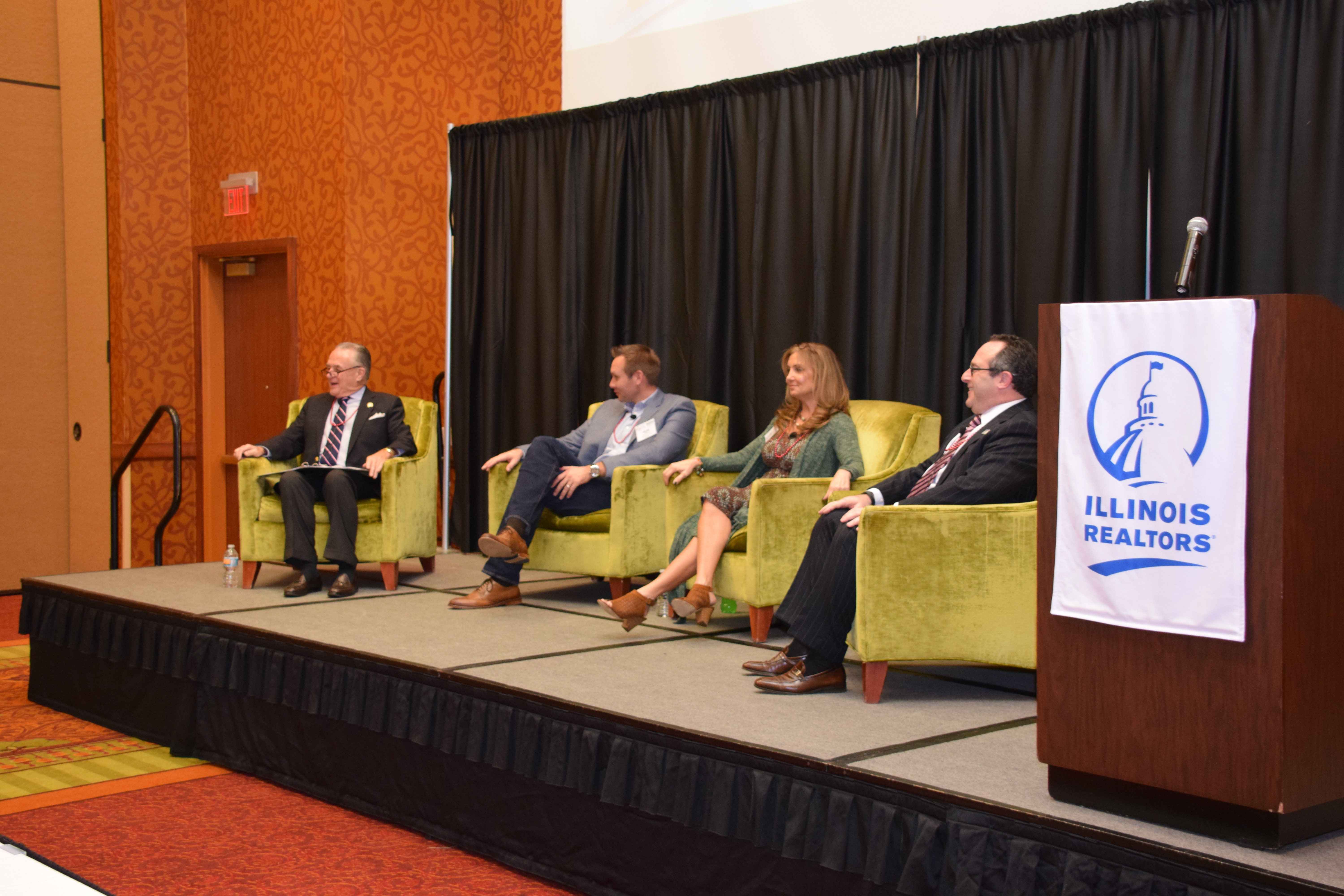 Illinois REALTORS GRI Grad course kicks off in East Peoria on Wednesday, Nov. 30, 2016. From left are moderator Jim Kinney, Kyle Killebrew, Kay Phillips and Matt Silver who took part in a top producers panel.