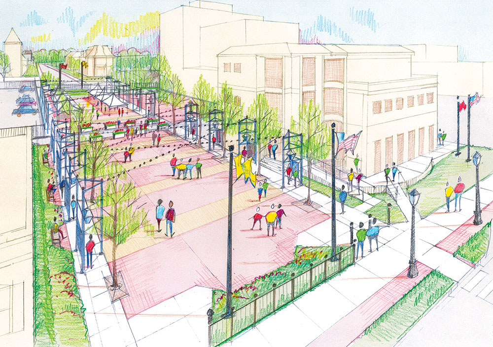 1000×705 BicentennialPlaza Rendering Architectural rendering of how Bicentennial Plaza will look when finished