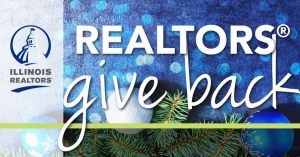 REALTORS® Give Back graphic with Christmas decorations