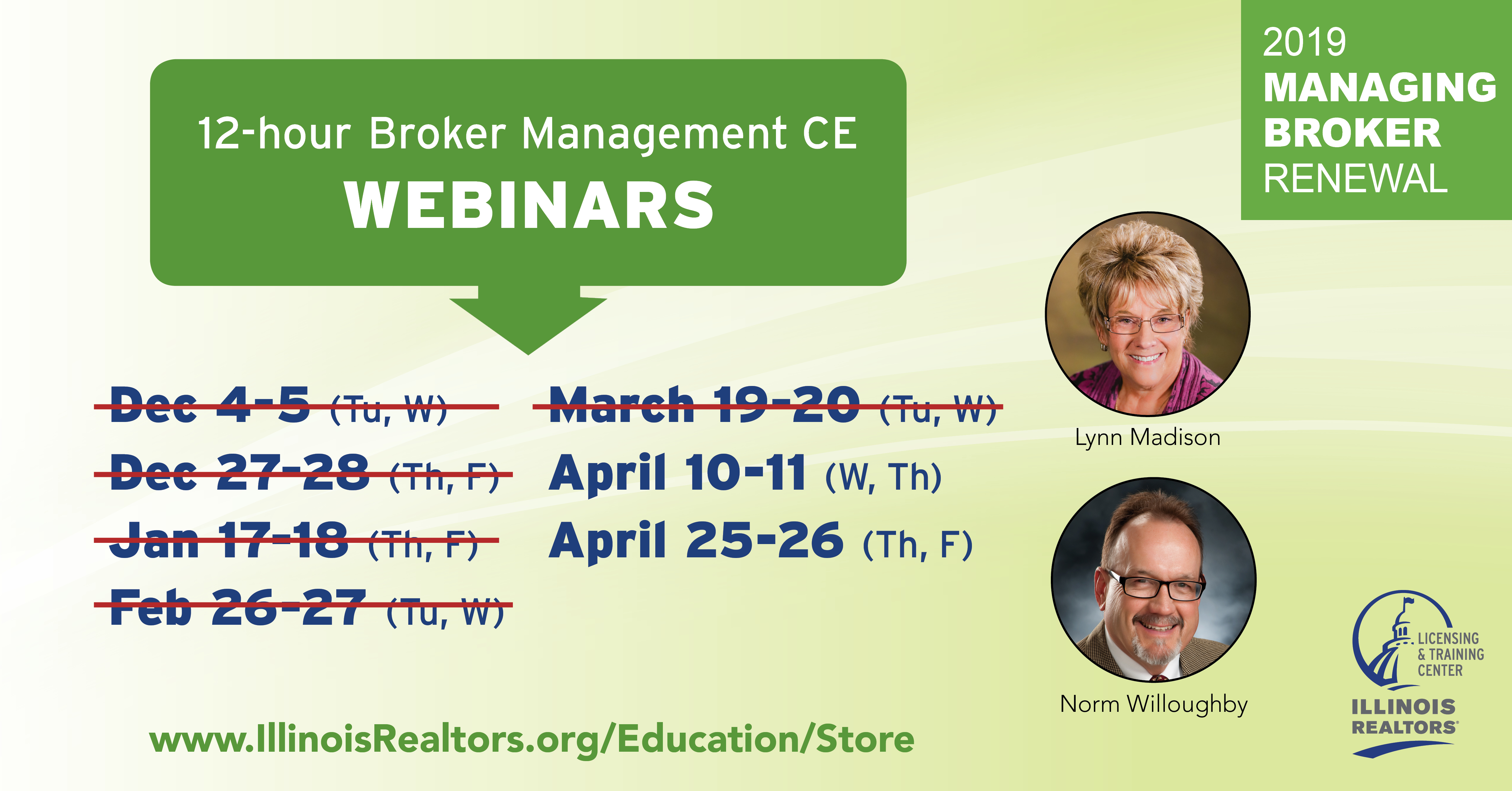 Two Managing Broker CE webinars before April 30