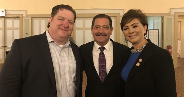 Photo of (l to r) Neil Malone, U.S. Rep. Jesús “Chuy” García and REALTOR® Sonia Anaya.