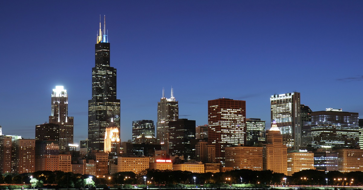 Chicago Skyline At Night Illinois Realtors