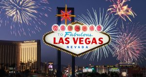 Las Vegas welcome sign at night