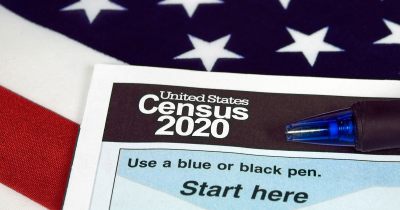 Close-up photo of top of 2020 U.S. Census form