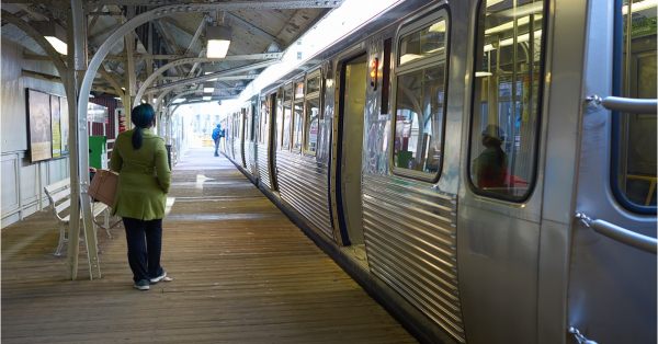 woman waiting for CTA train