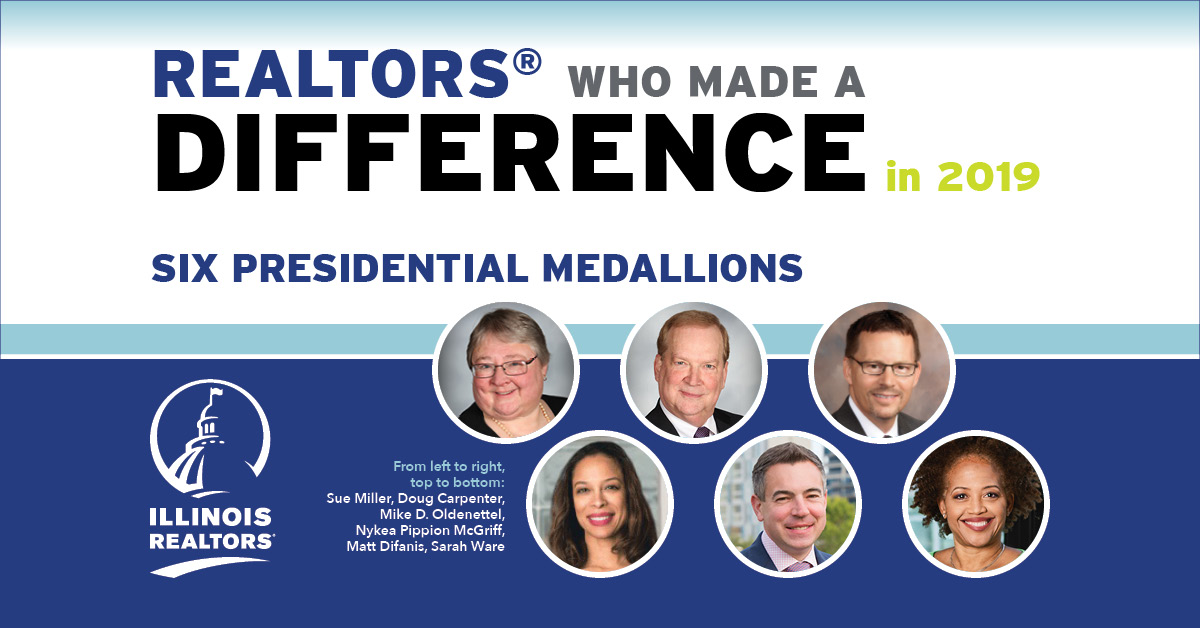 Six Presidential Medallions – Sue Miller, Doug Carpenter, Mike Oldenettel, Nykea Pippion McGriff, Matt Difanis, Sarah Ware
