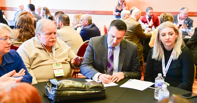 Illinois REALTORS® discuss issues affecting the real estate industry at a roundtable discussion held in East Peoria as part of the Illinois REALTORS® Public Policy Meetings.