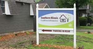 Photo of sign outside Southern Illinois Coalition for the Homeless in Marion