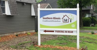 Photo of sign outside Southern Illinois Coalition for the Homeless in Marion
