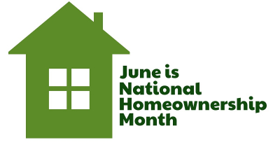 graphic image of house and words, "June is National Homeownership Month"