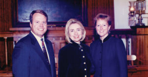 Sullivan poses with former First Lady Hillary Clinton in 1996. Clinton was in Illinois that year, visiting the University of Illinois at Springfield and campaigning for then Congressional candidate Jay Hoffman.