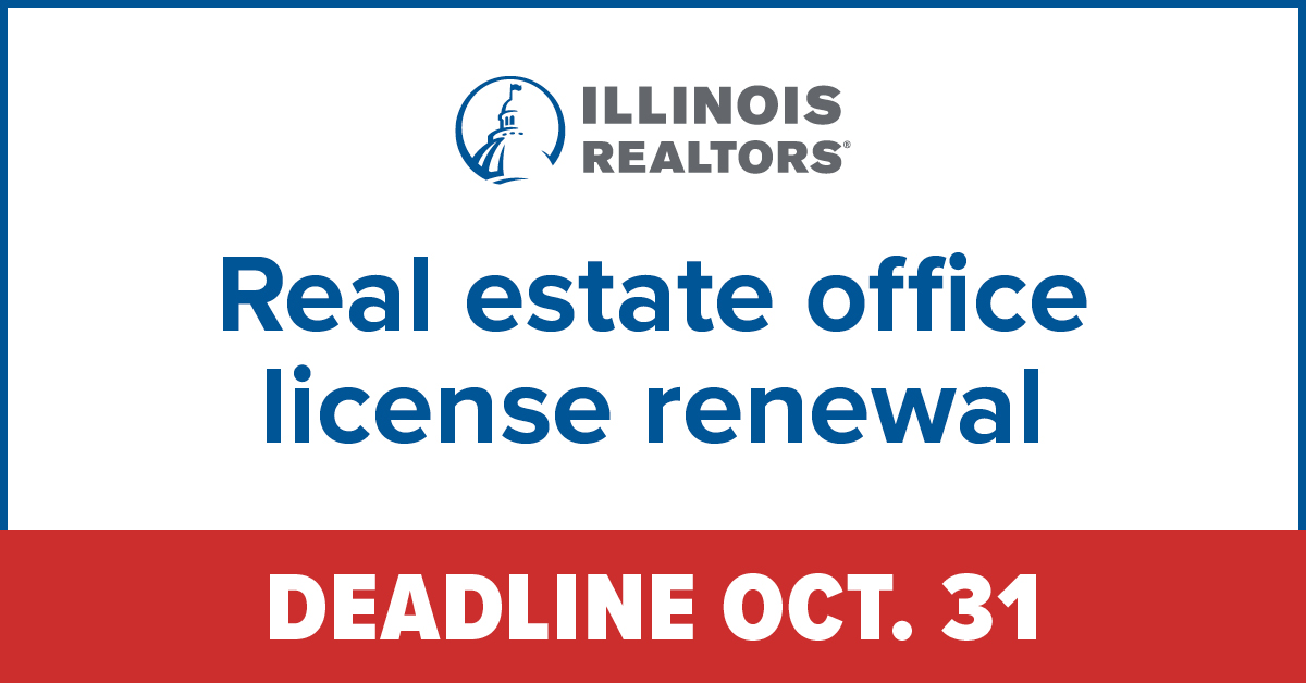 Real estate office license renewals due Oct 31